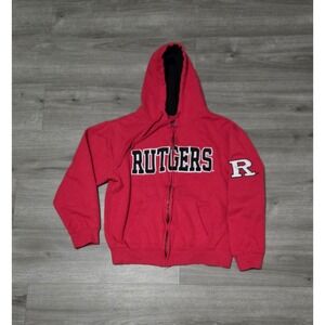 Rutgers University Scarlet Knights Embroidered Full Zip Hoodie Women's Medium